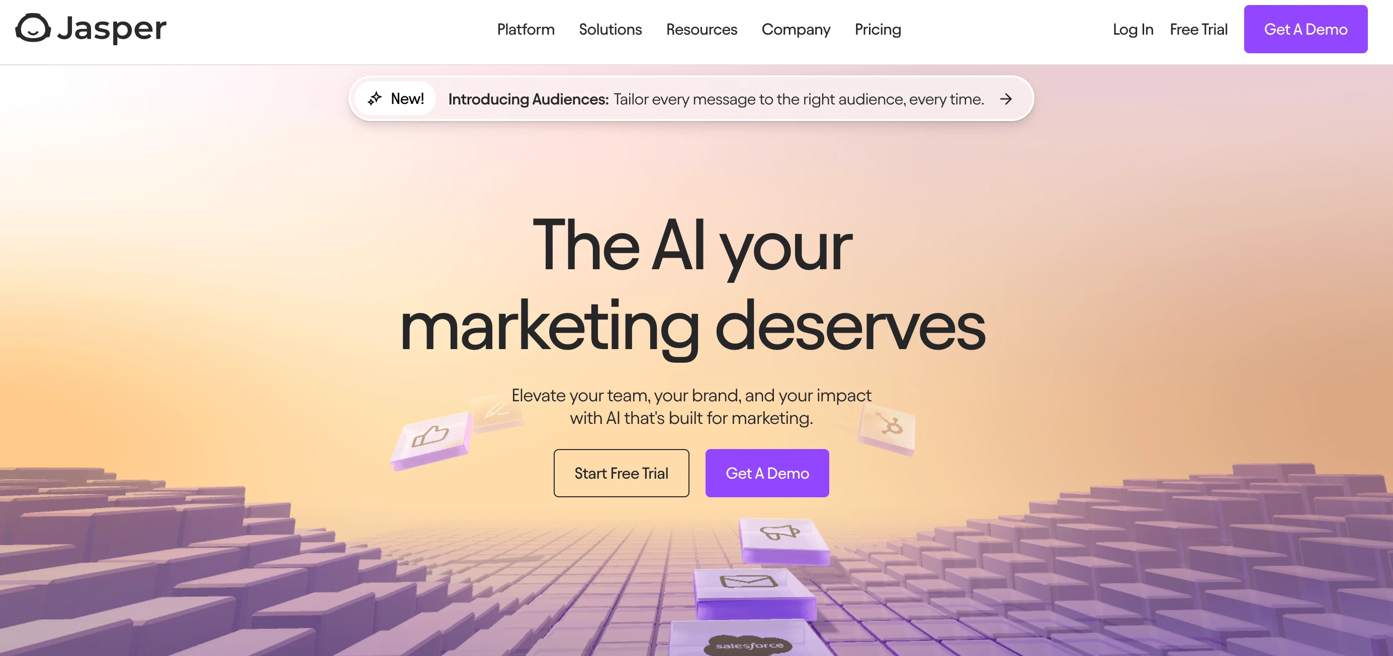 Jasper AI writing tool interface with content generation panel for blog posts and ad copy