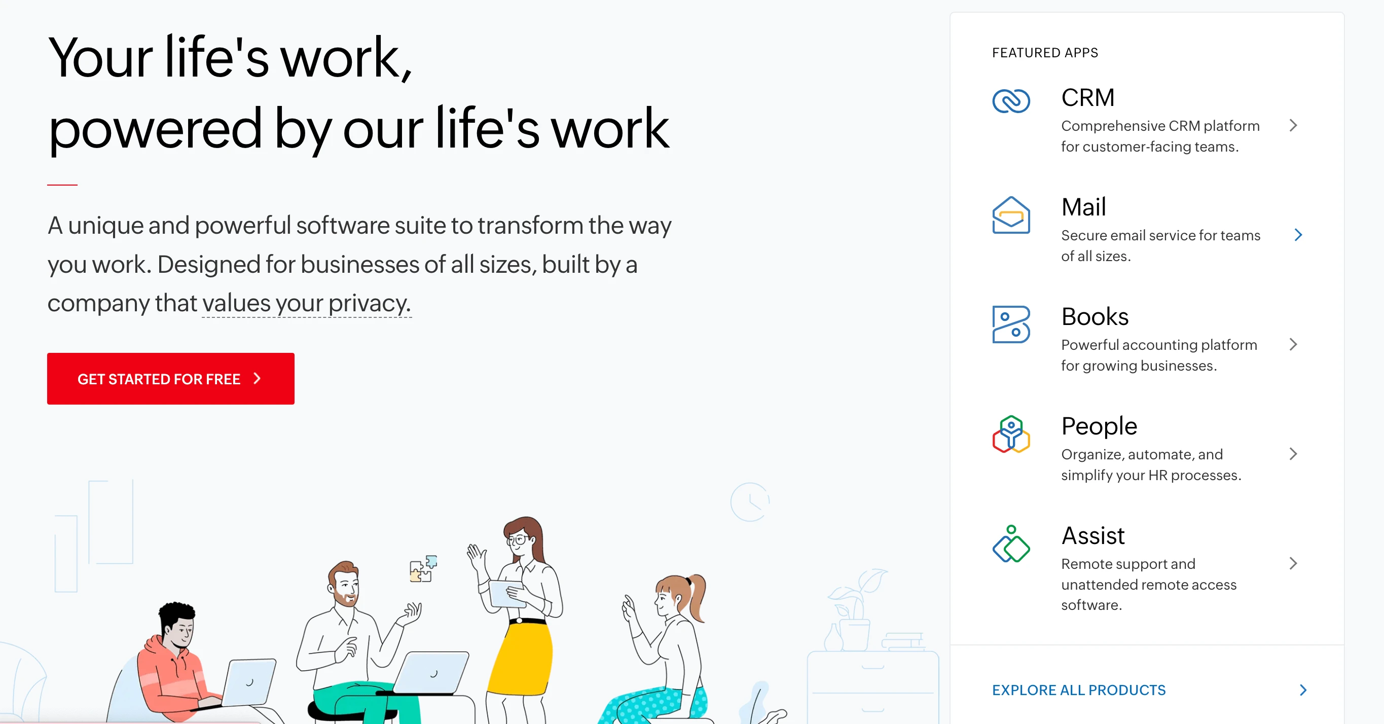 Zoho Analytics platform with AI visualization and predictive analysis features
