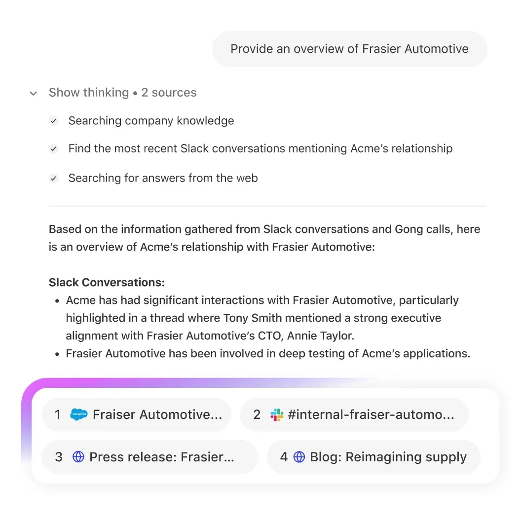 Combine company and web knowledge in one place