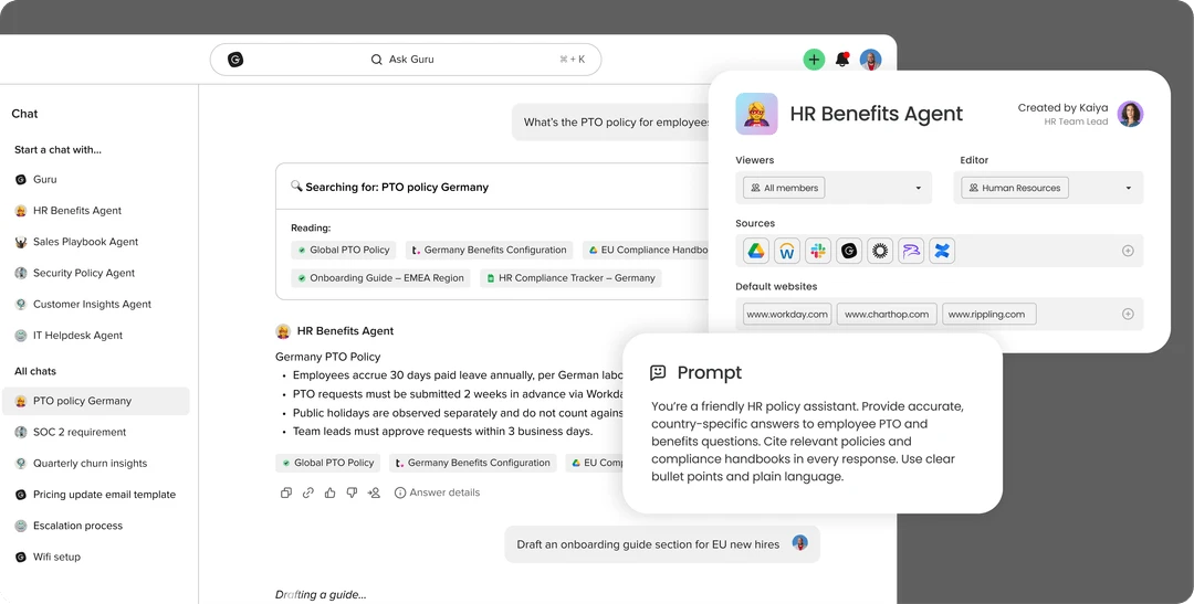 Агенты знаний Guru с ИИ-ответами