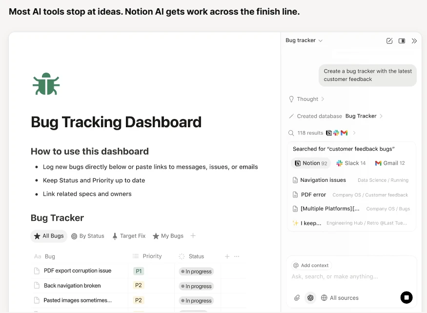 Notion Agent can build, edit, and take action