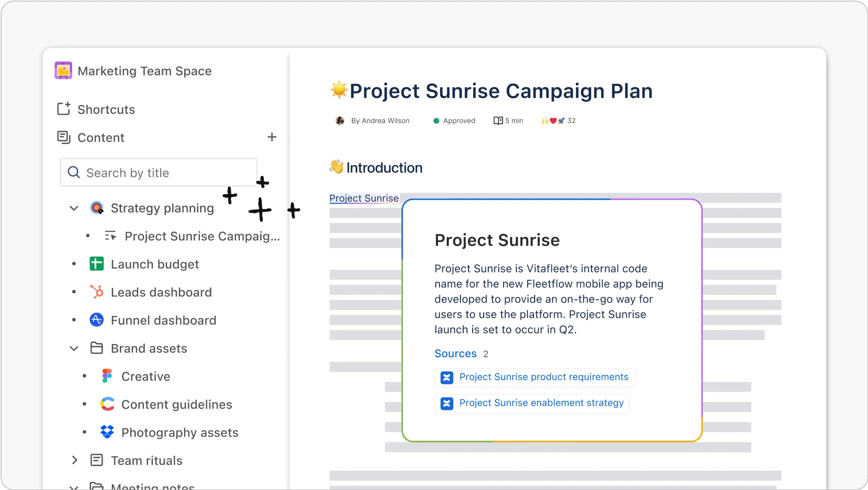Team workspaces and AI-powered search