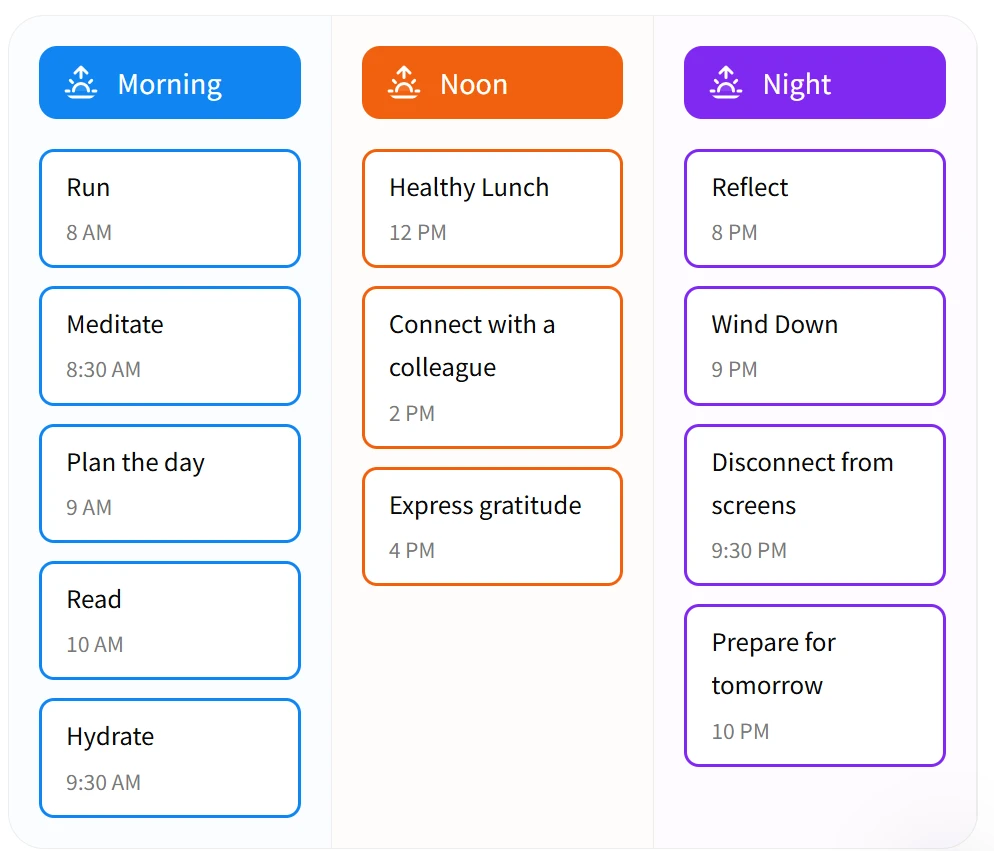 Habitify organized daily schedule for habit tracking