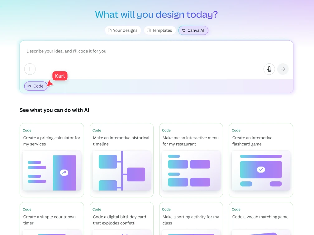 Canva AI design generator for coding-free visual creations