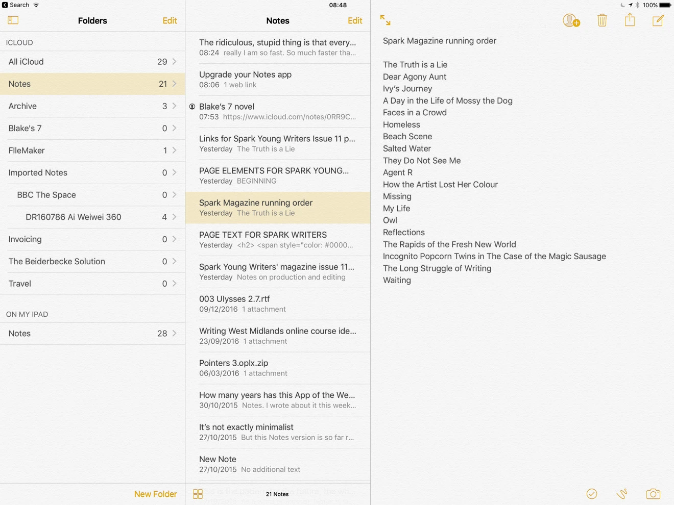 Apple Notes native note-taking app interface