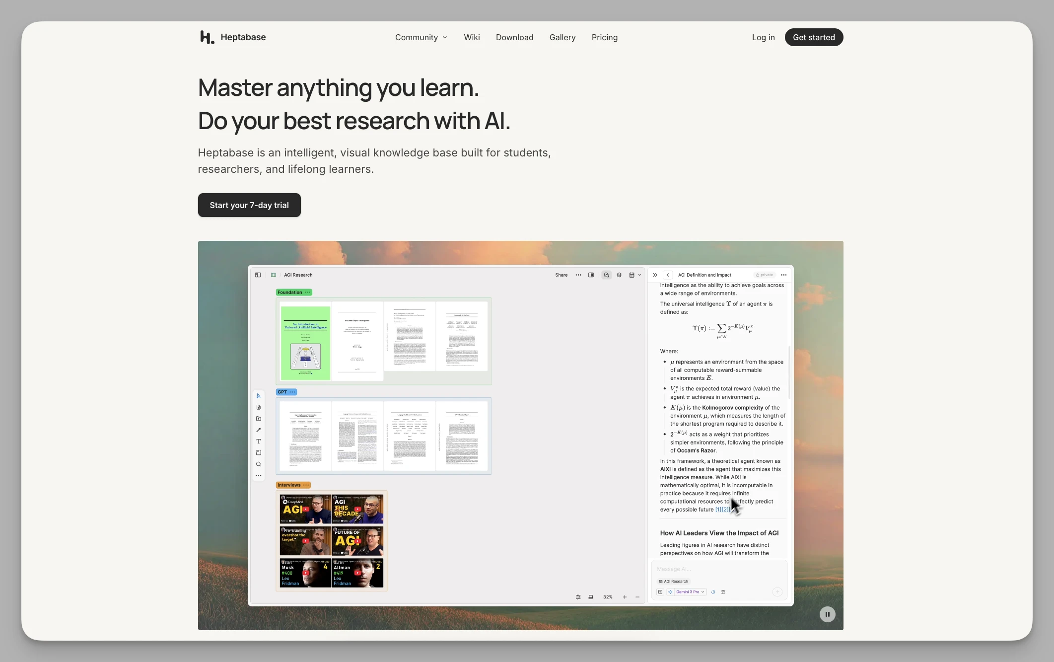 Heptabase visual whiteboard with note cards