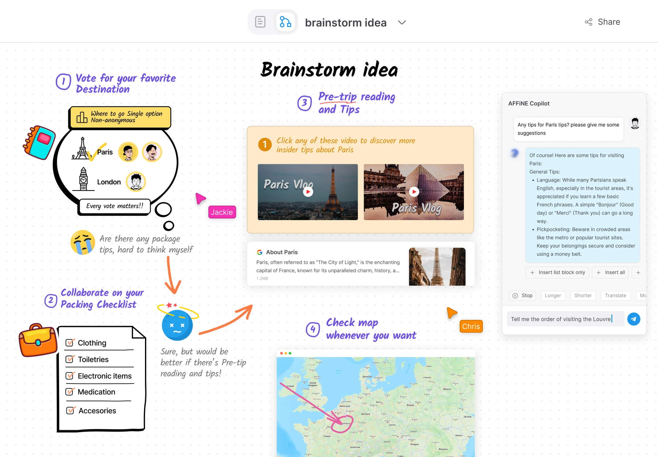 AFFiNE visual collaboration canvas for brainstorming and planning
