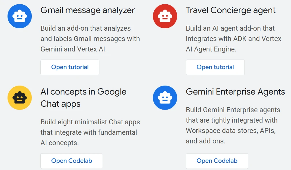 Google Workspace tools for building AI-powered add-ons and automations