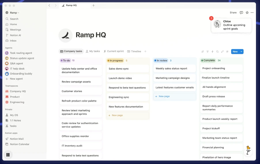 Notion workspace bringing documents, projects, and knowledge together