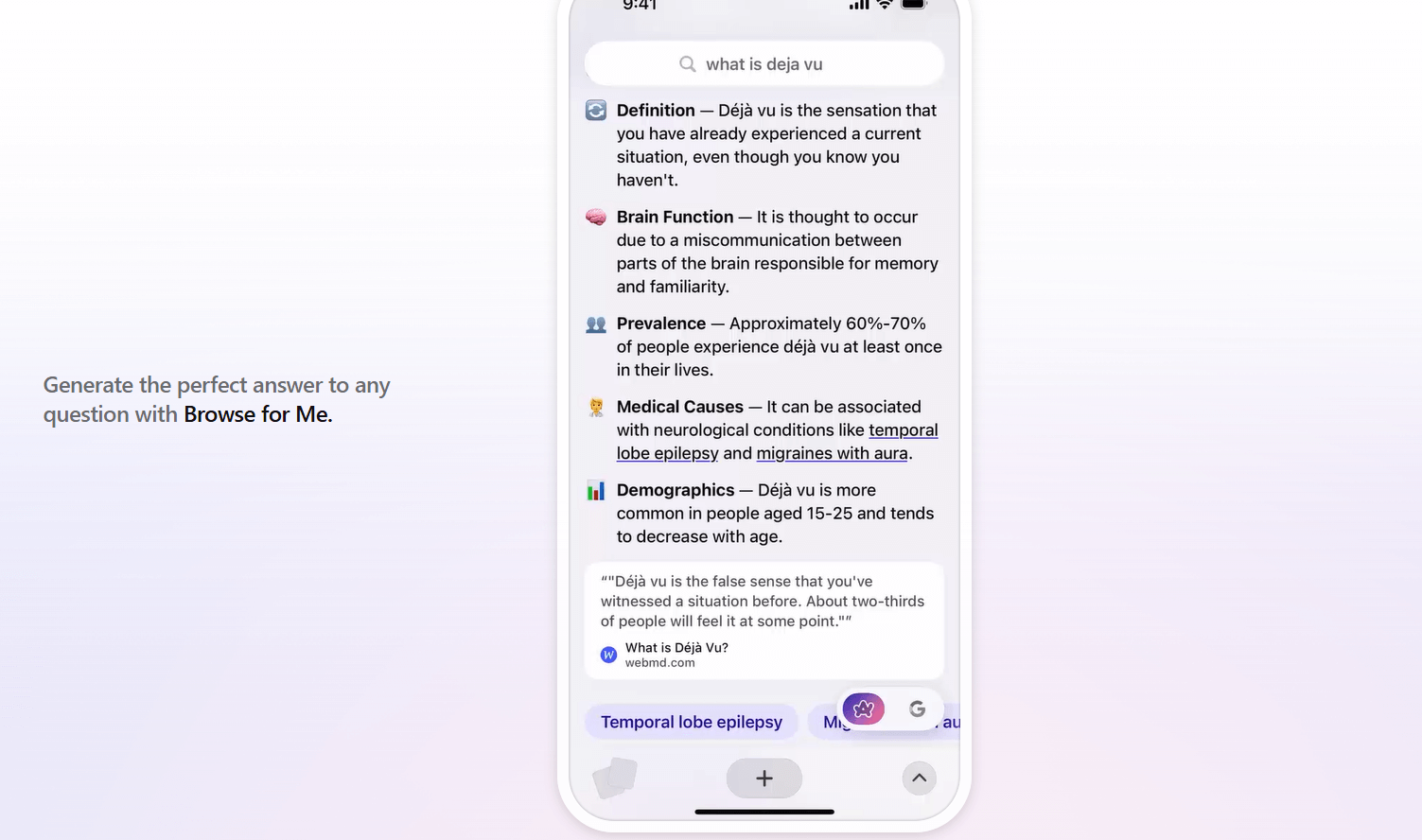Arc Search AI-powered search interface
