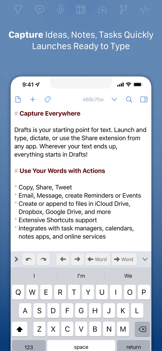 Drafts app workflow methodology