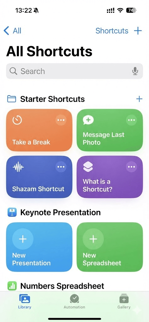 Apple Shortcuts automation interface