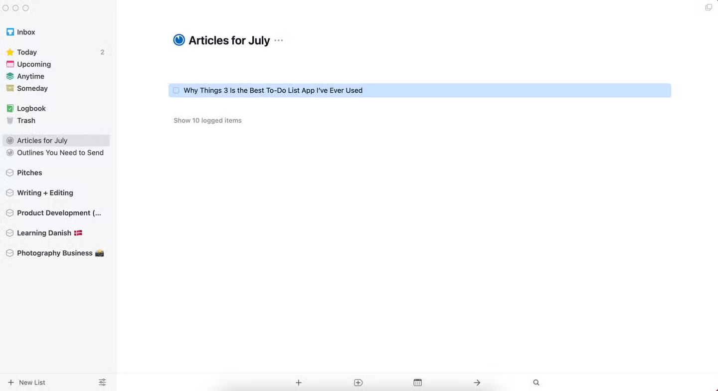 Things 3 clean interface for task management
