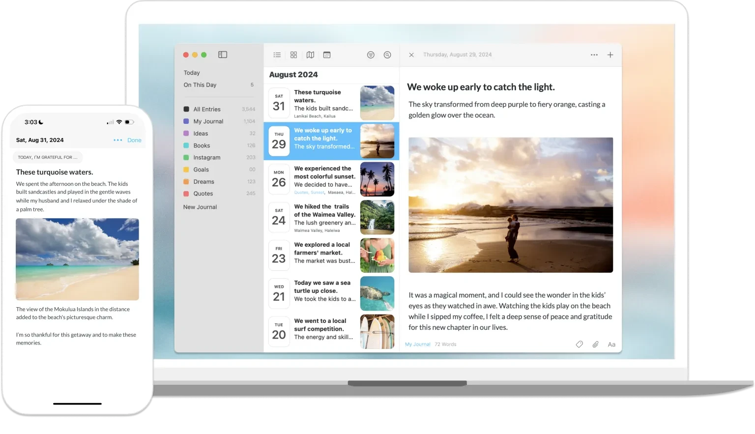 Day One memory timeline and past moments view