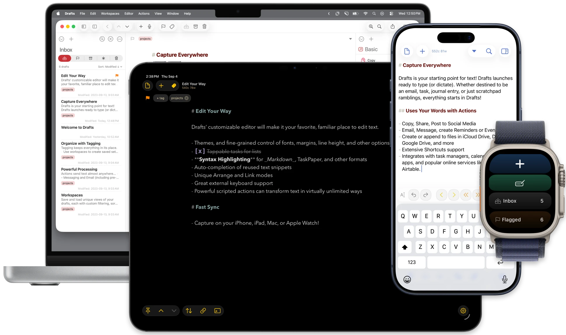 Drafts blank-page capture workflow