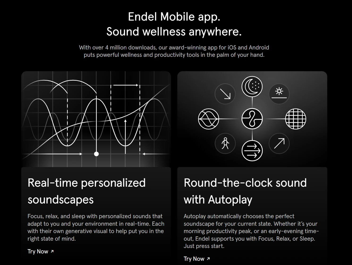 Endel minimalist focus mode interface
