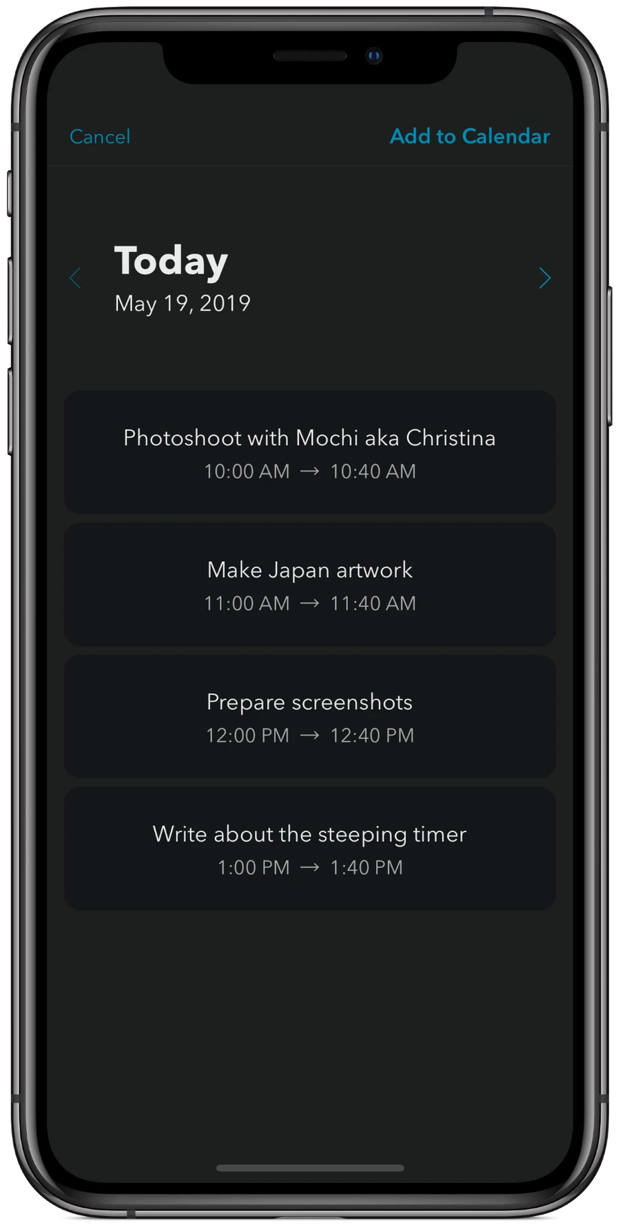 Gesture-based mobile task list in the Minimalist app