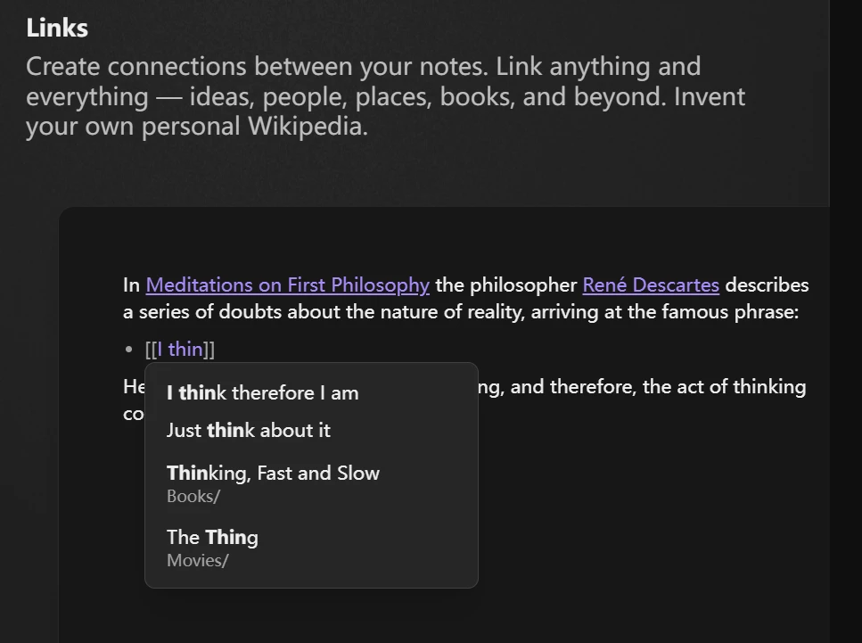 Create connections between notes