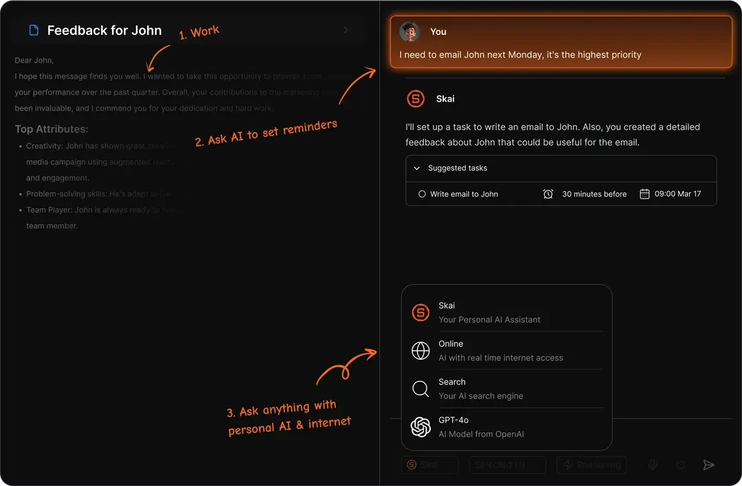 Saner.ai using page