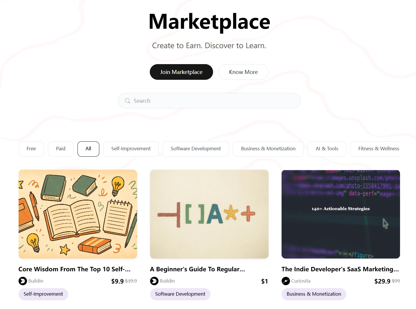 Маркетплейс Buildin для продажи цифровых учебных материалов