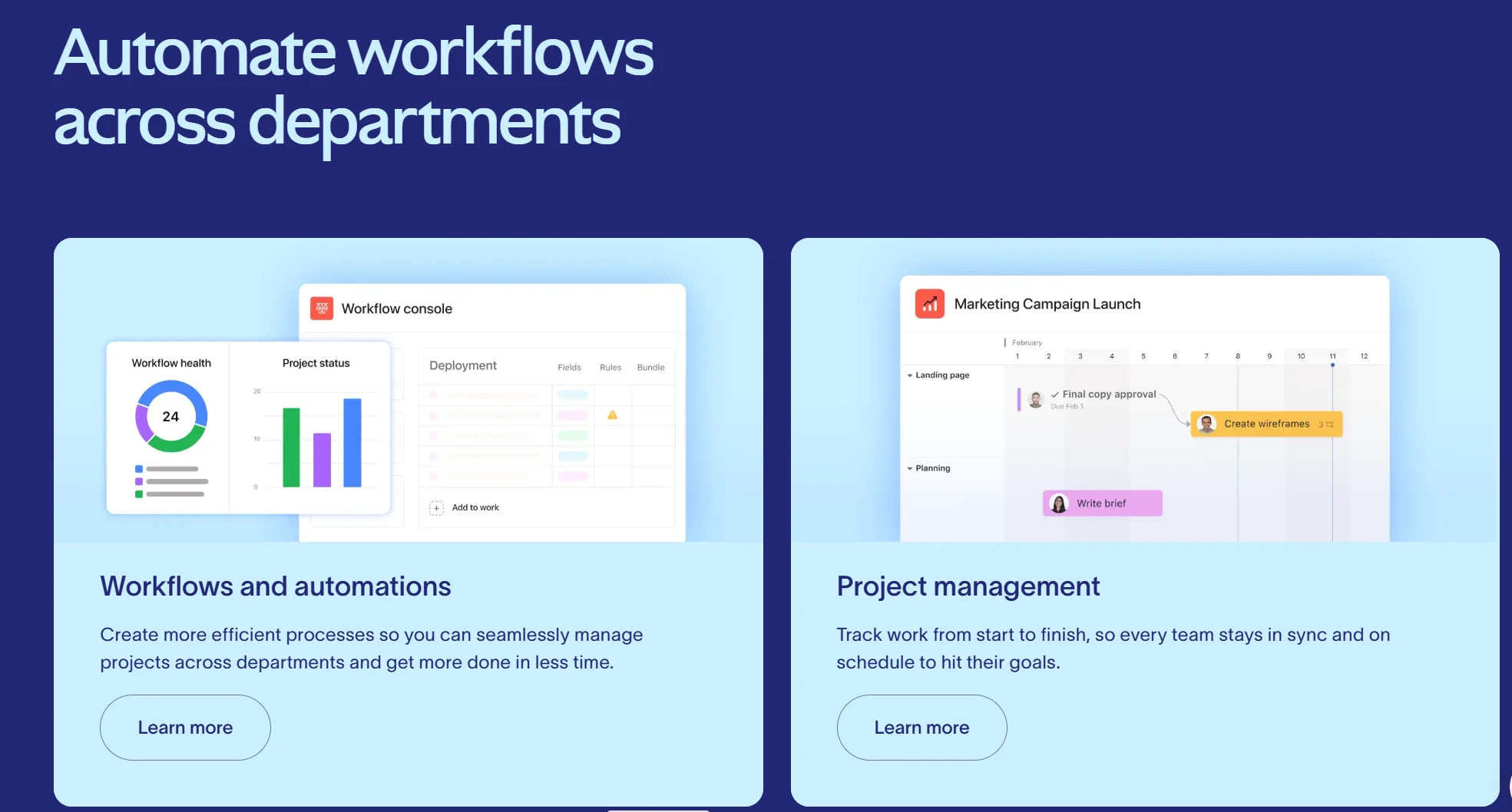 Automate workflows across departments