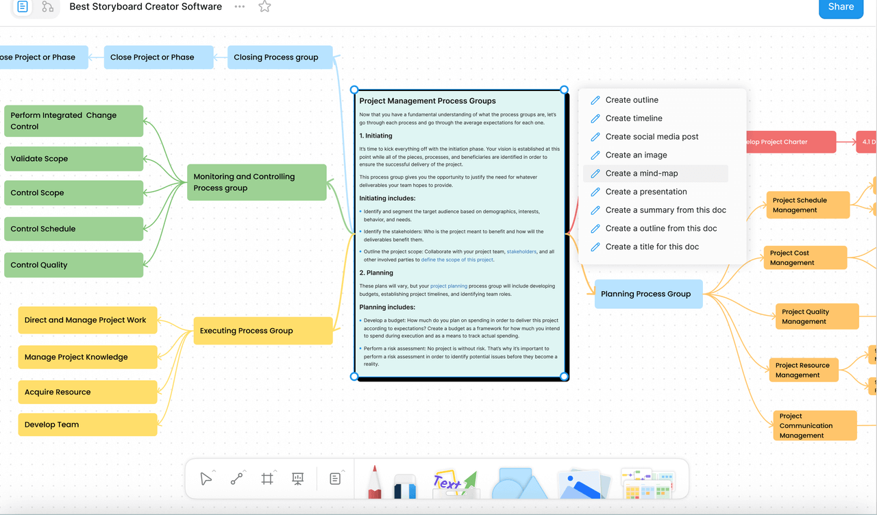 Интерфейс визуального редактора AFFiNE