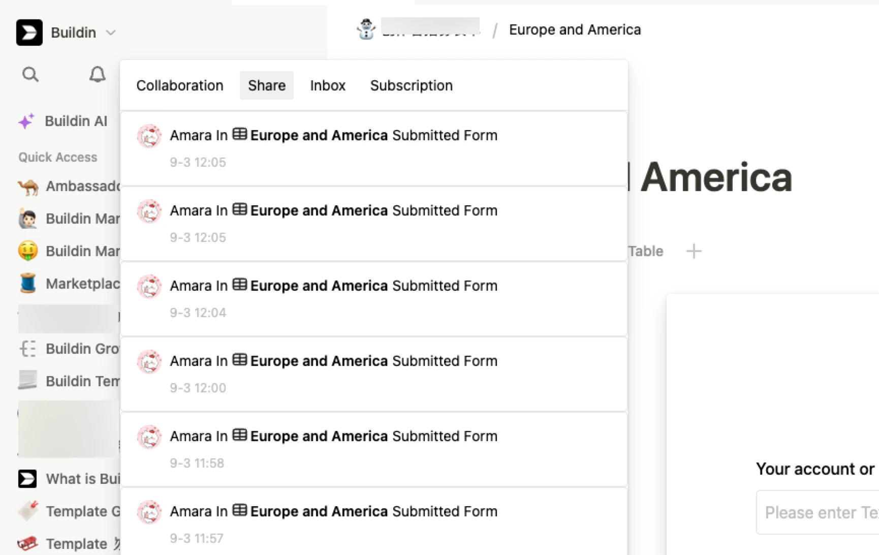 Buildin inbox with team notifications, mentions, and task assignments