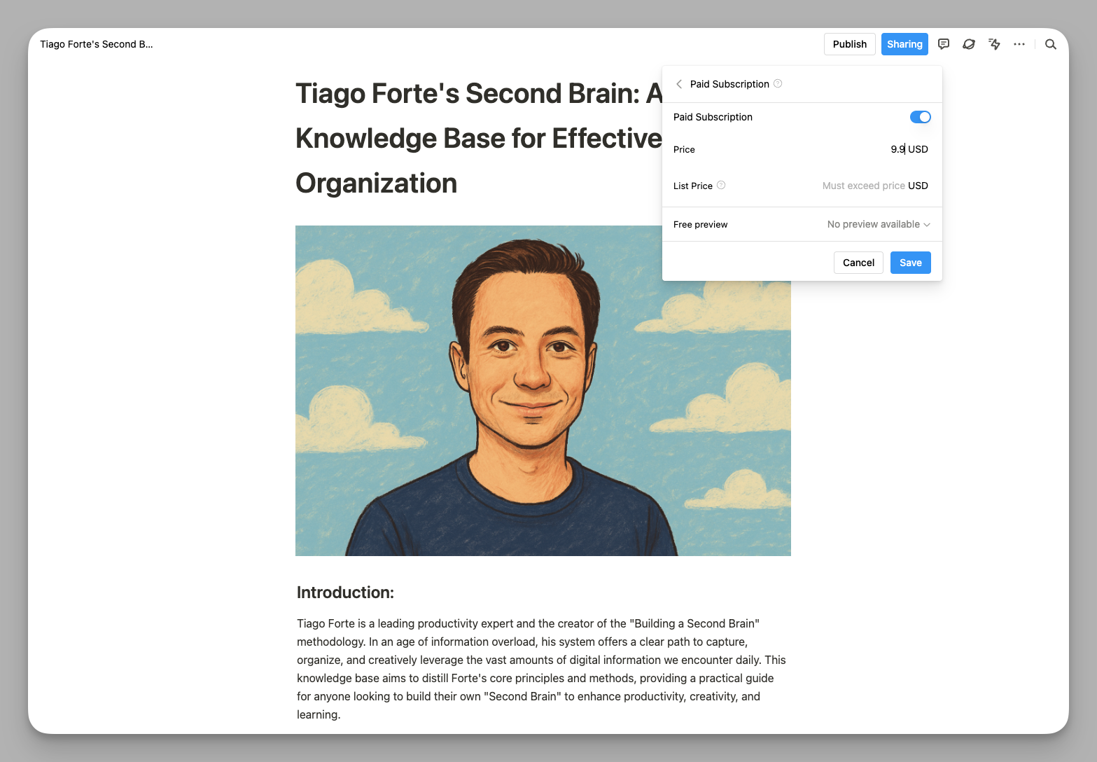 Buildin paid subscription settings for knowledge bases
