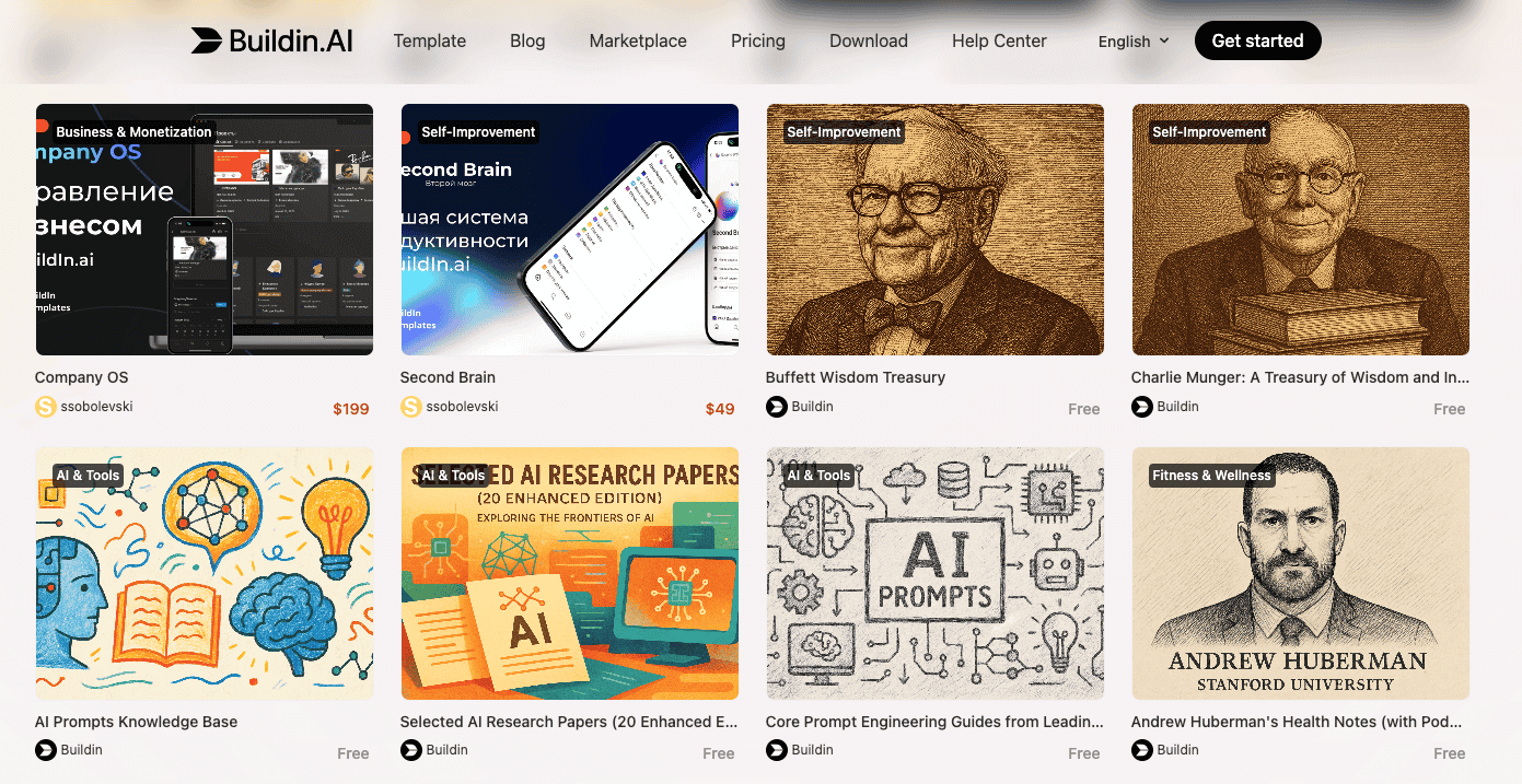 Buildinマーケットプレイス - Company OS、セカンドブレイン、AIツールのテンプレート
