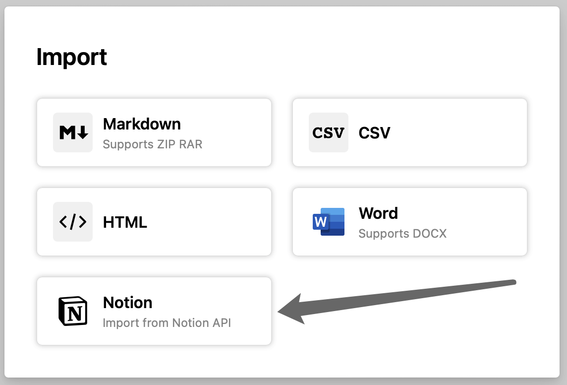 You can import from Notion API directly