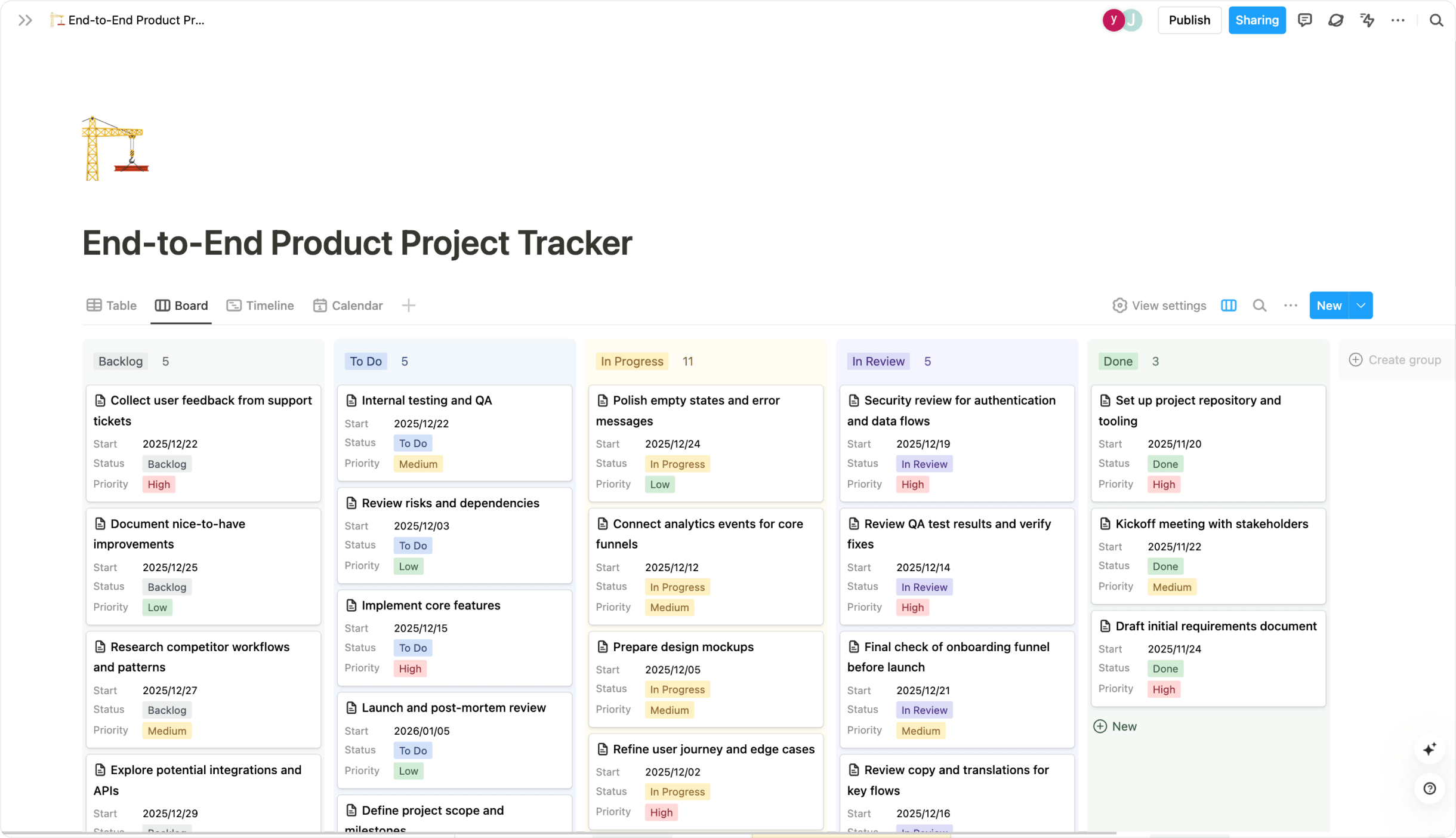 Buildin's project collaboration interface, providing a unified view of activity and updates across multiple projects