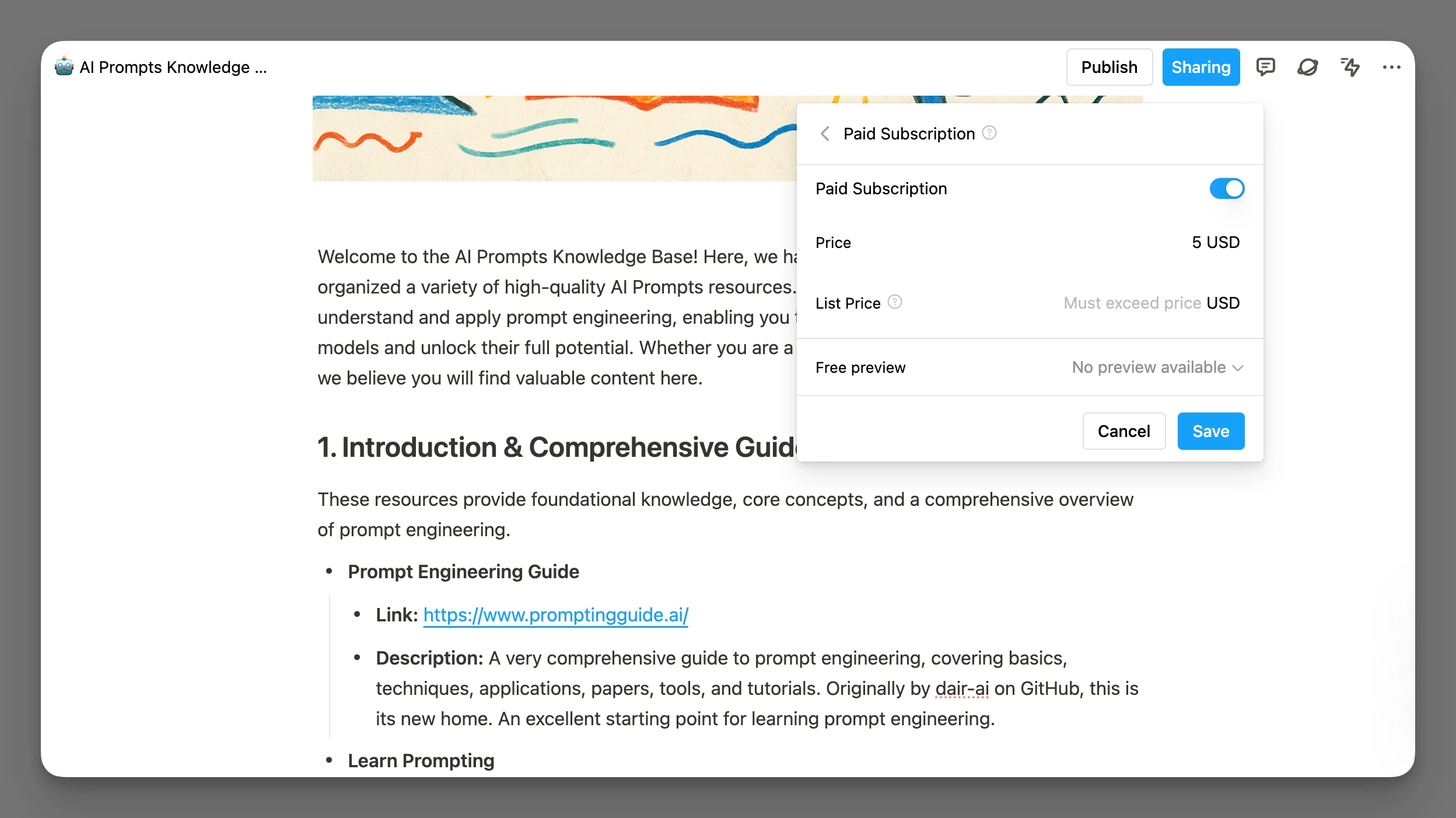 Setting up the paid knowledge subscription feature.