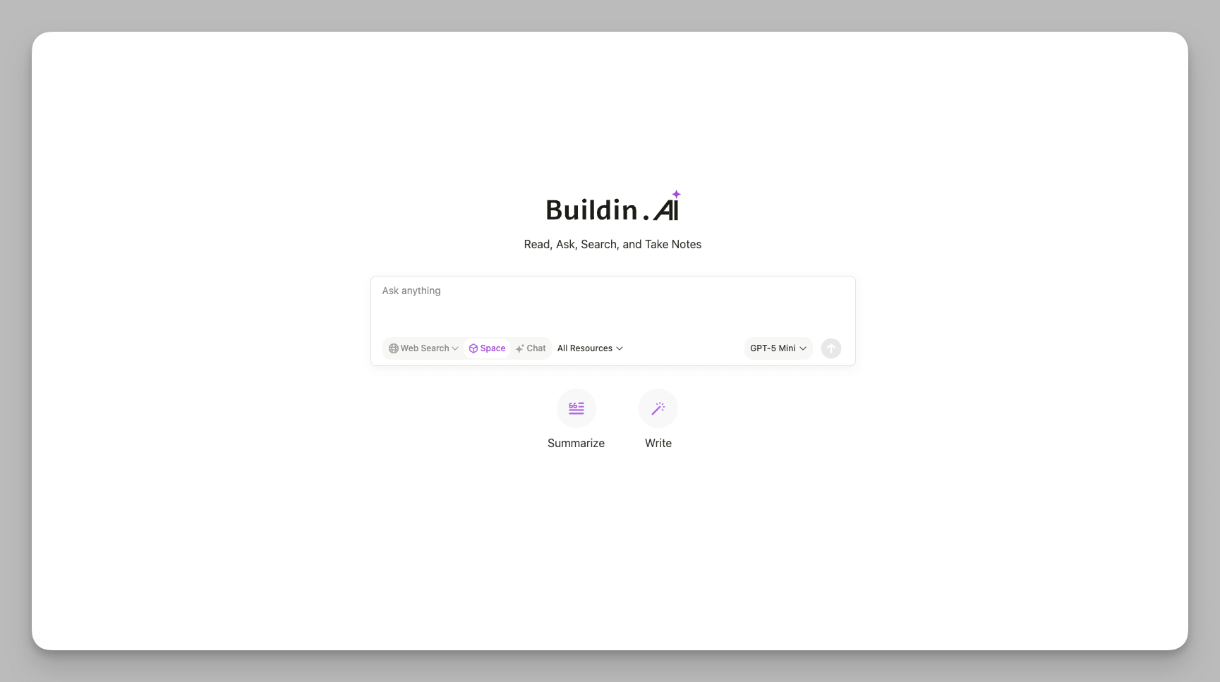 Buildin AI search and chat interface