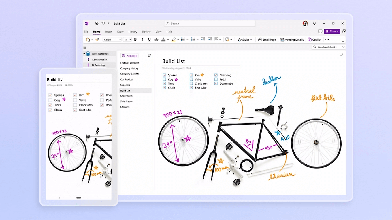OneNote digital ink and multimedia features