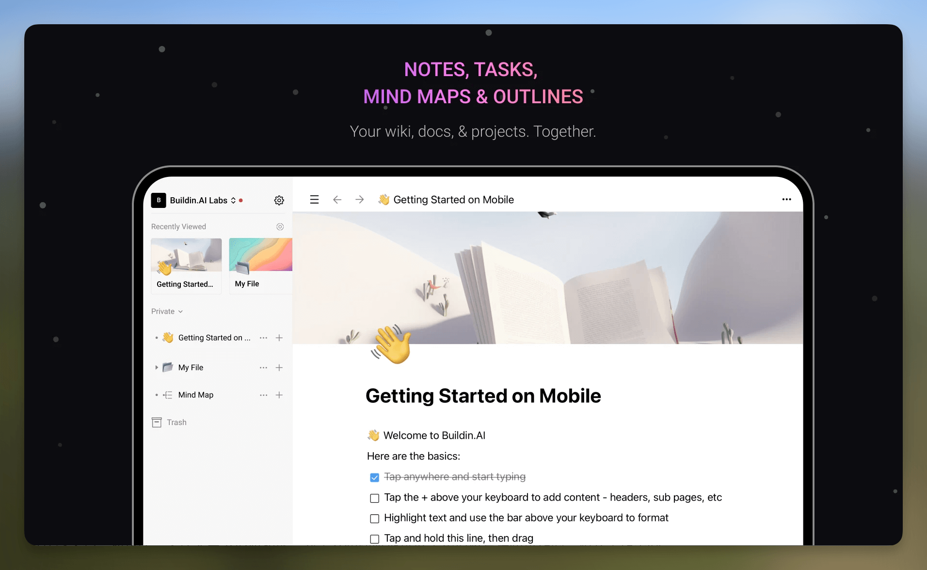 Интерфейс ежедневных заметок Buildin