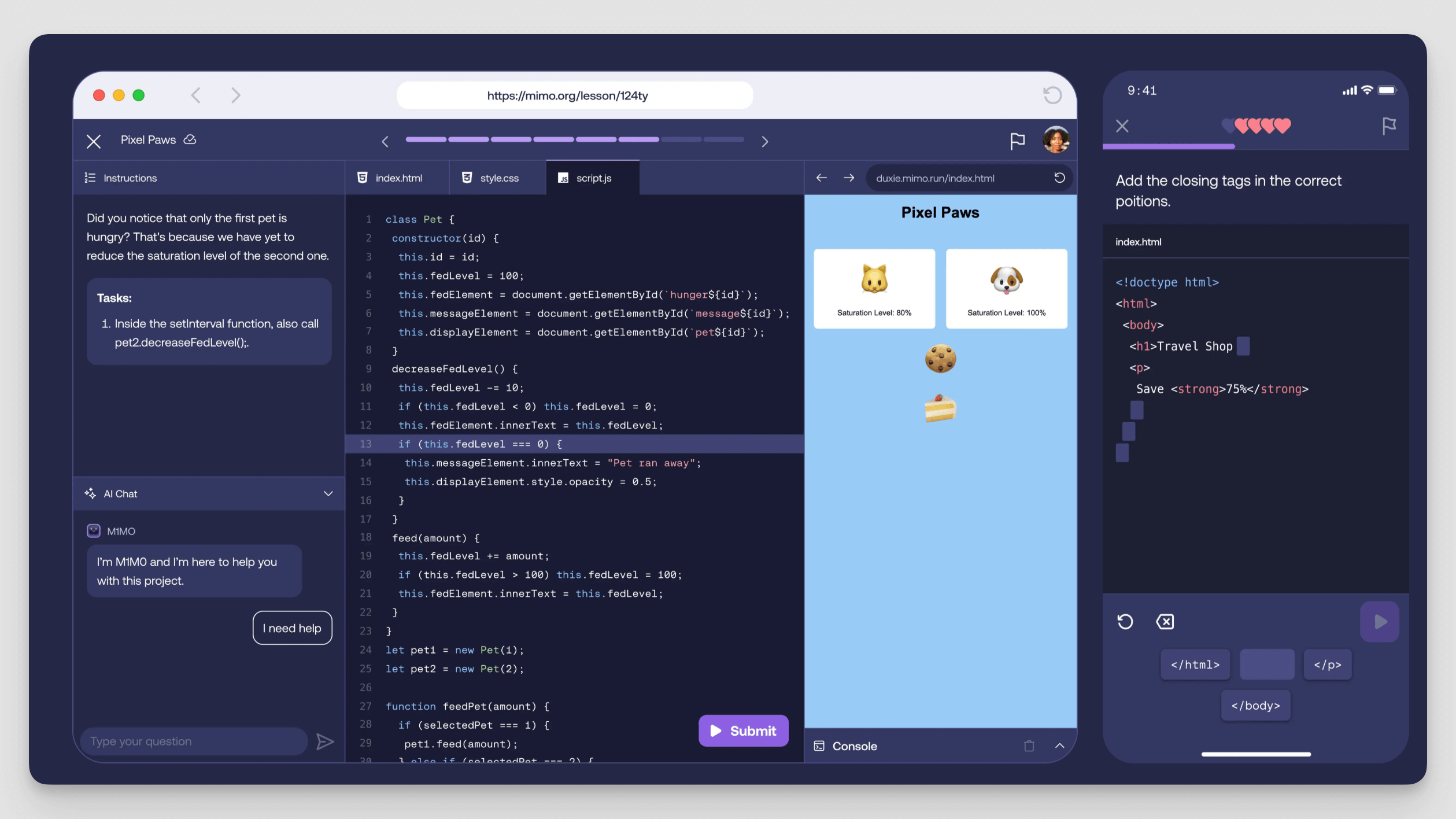 Mimoコーディング学習アプリ