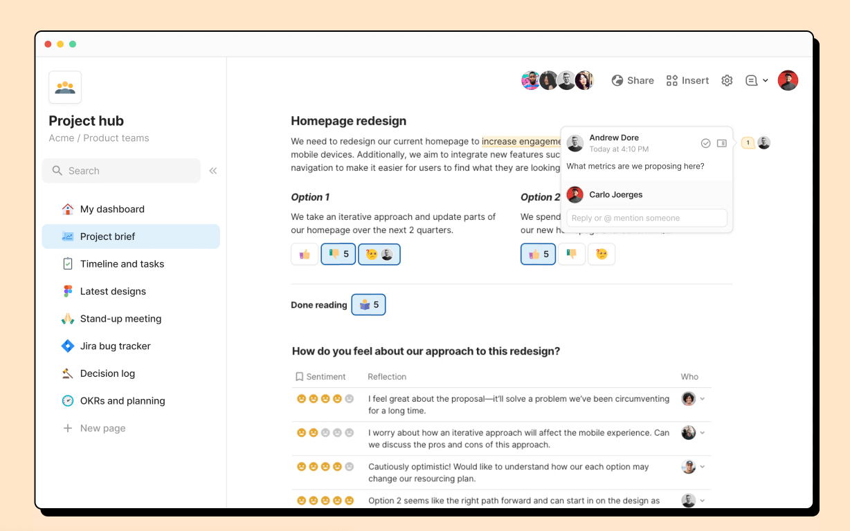 Codaドキュメントインターフェース