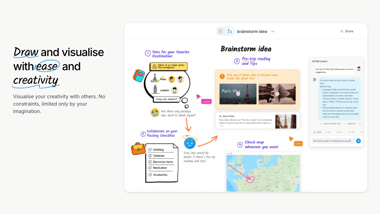 AFFiNEホワイトボードインターフェース