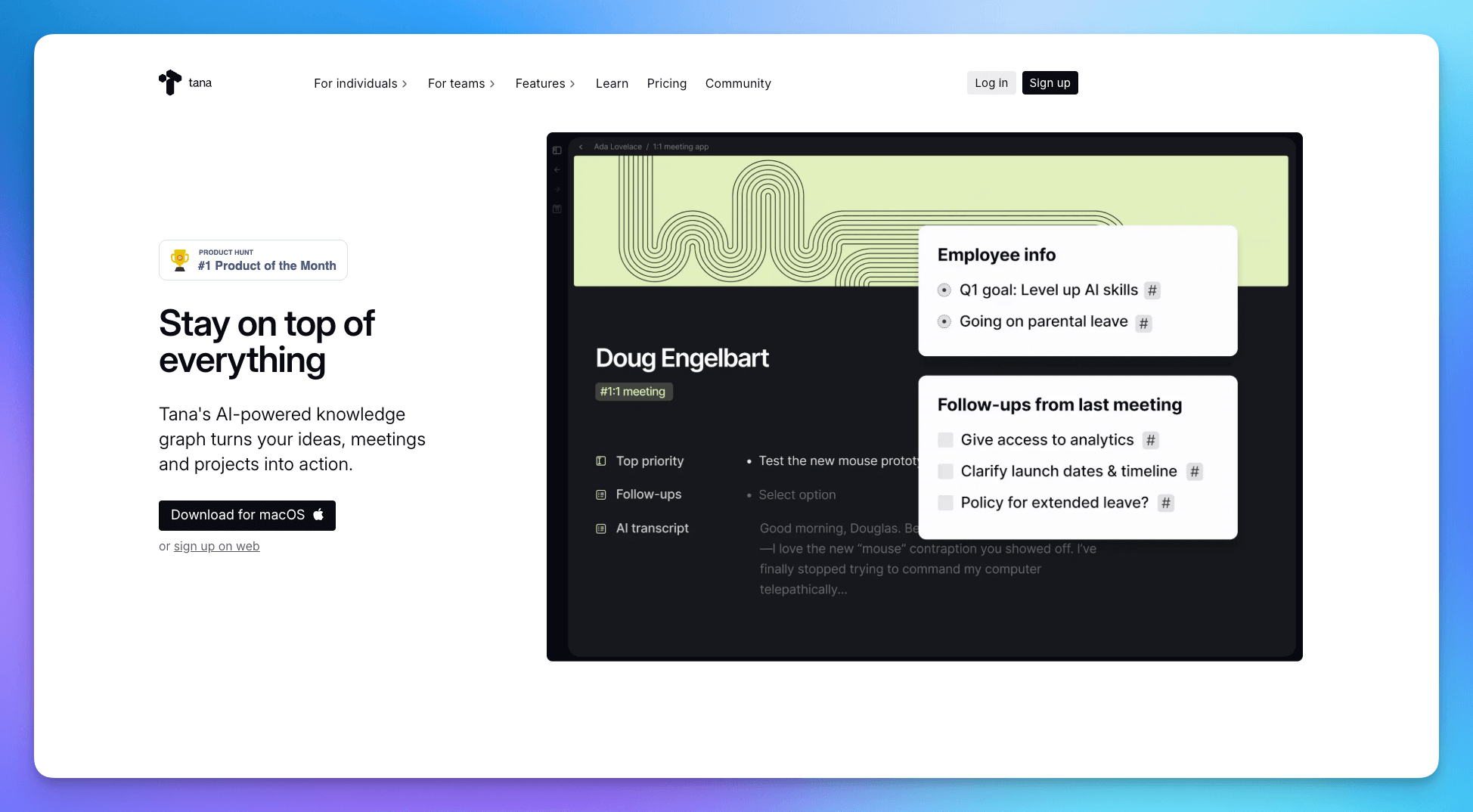 Интерфейс приложения Tana