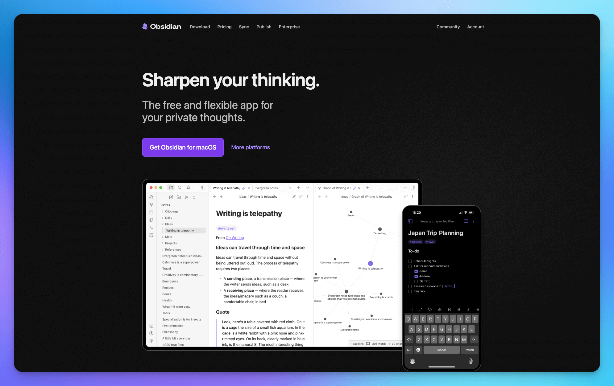 Приложение Obsidian для локальных Markdown-заметок
