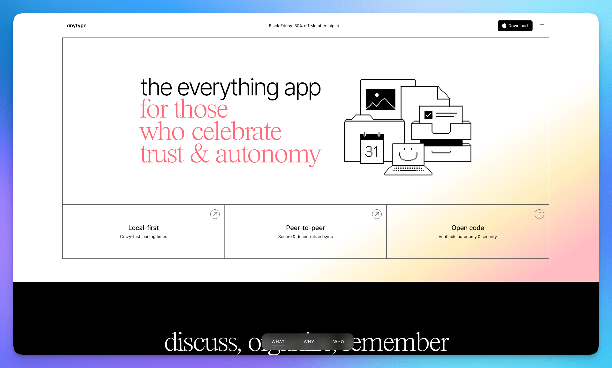 Интерфейс приложения Anytype