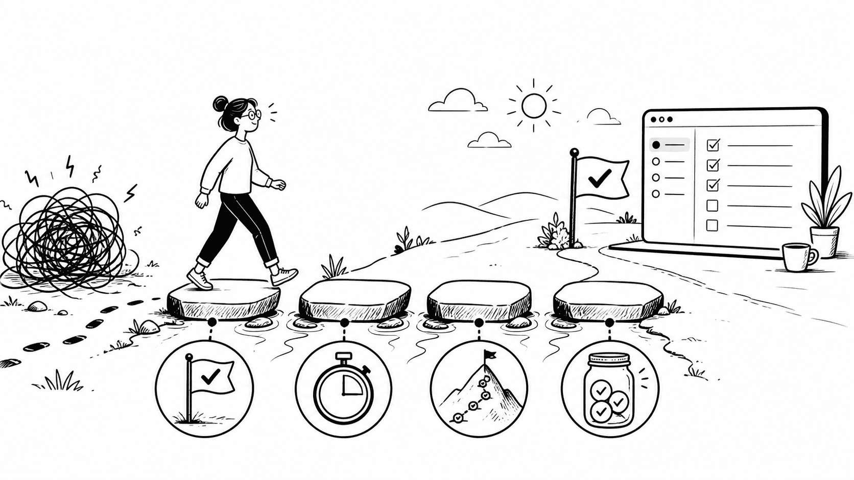 Four steps for managing perfectionism: a completion criterion, a time limit, small steps, and a done list