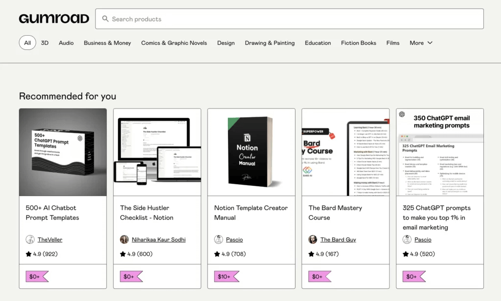 Gumroadデジタル製品販売プラットフォーム