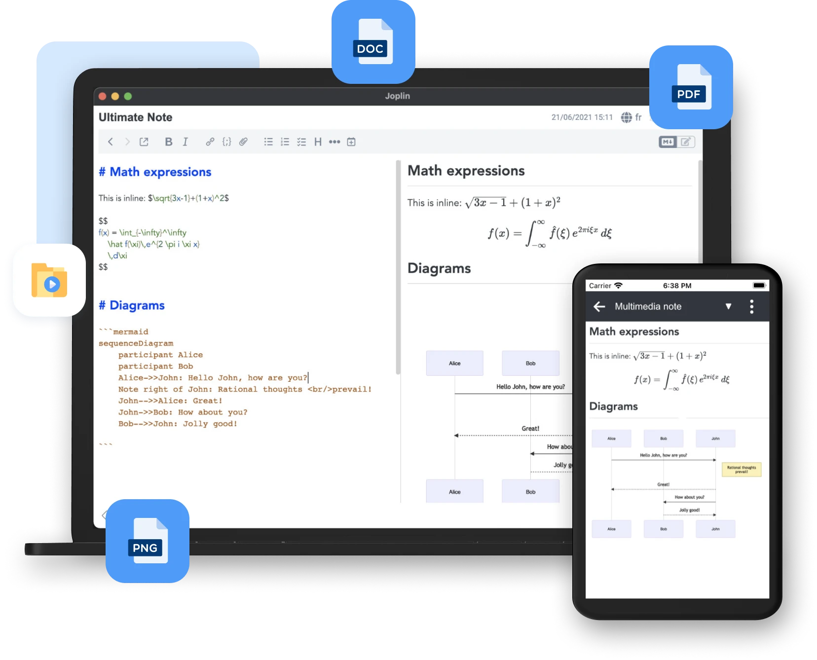Мультимедийные заметки в Joplin с Markdown и вложениями