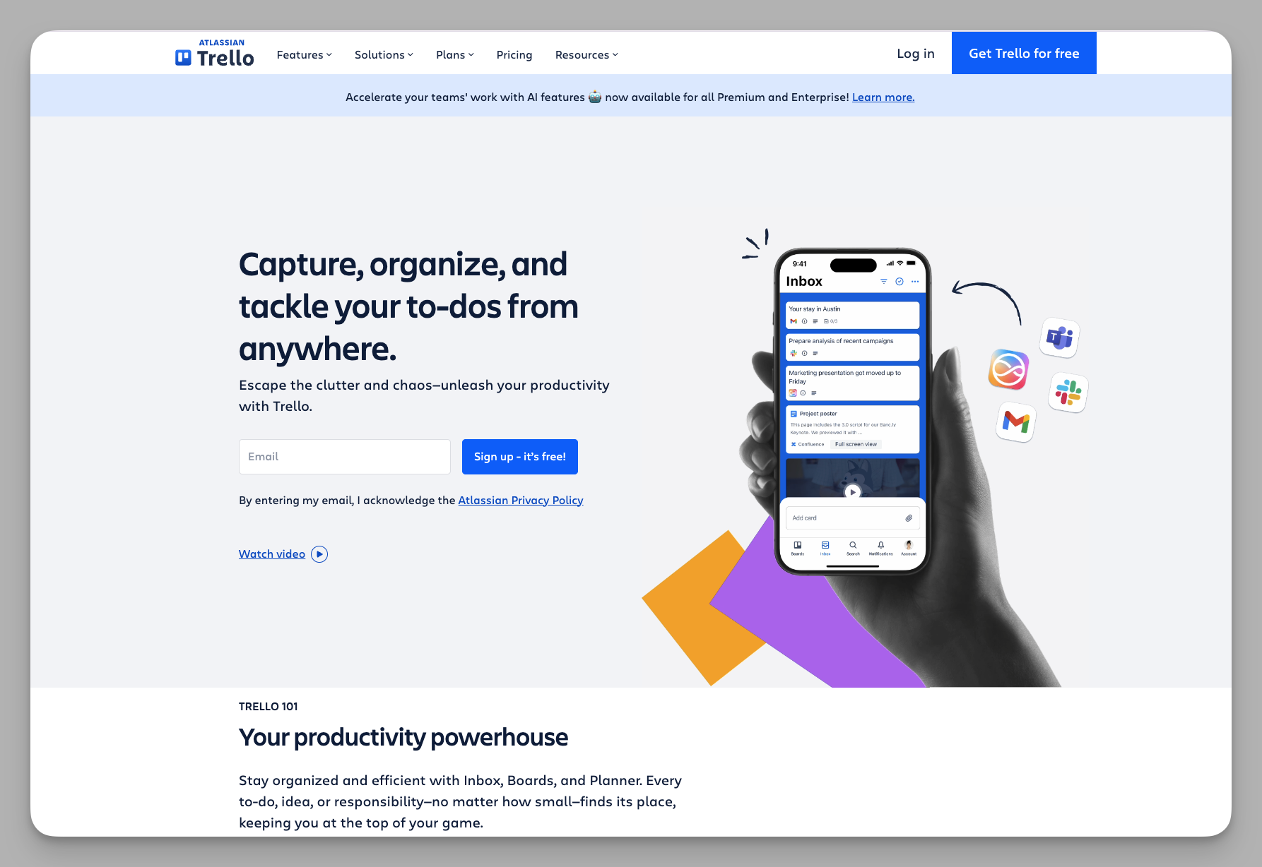 Trello Kanban board for project management