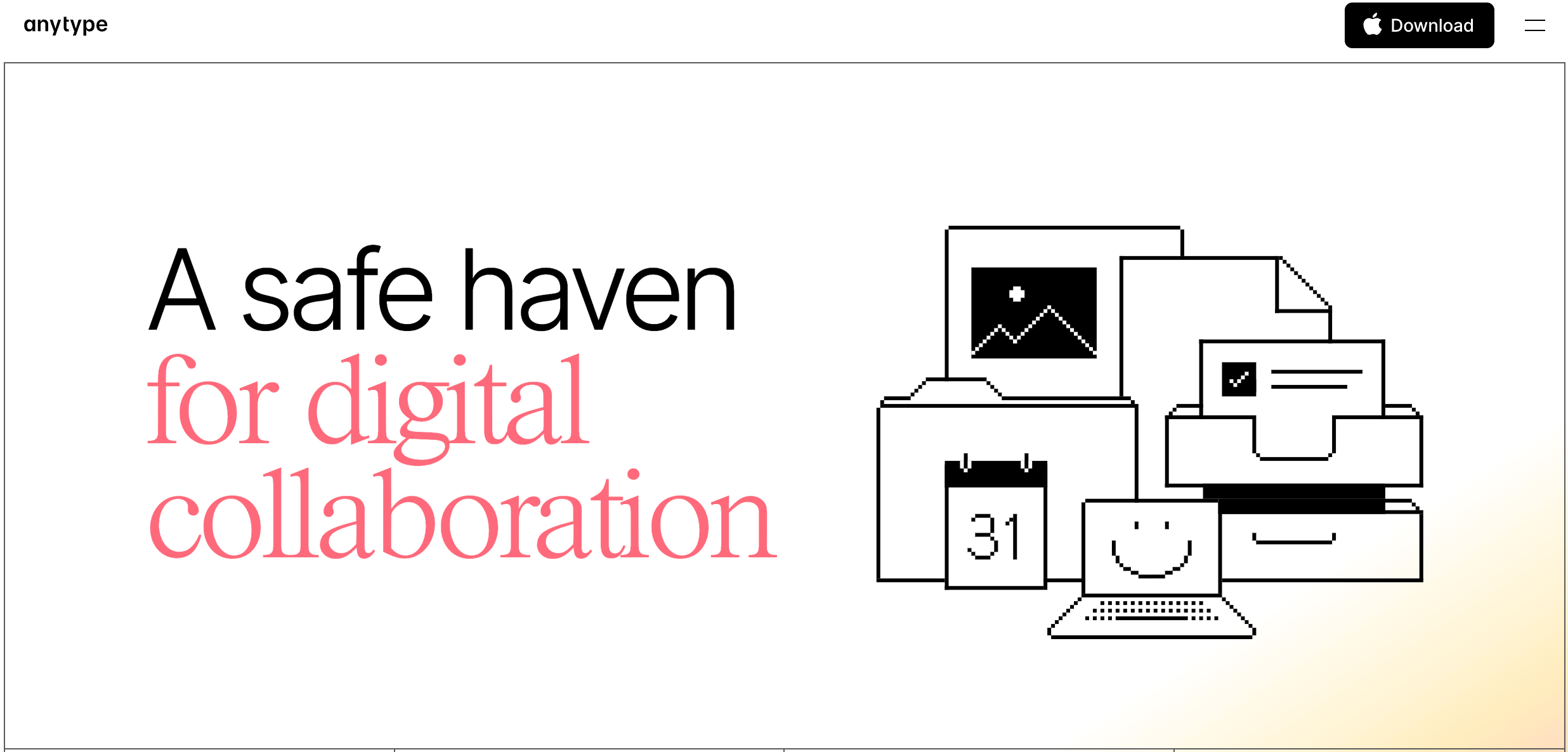 Anytype modular interface with privacy focus