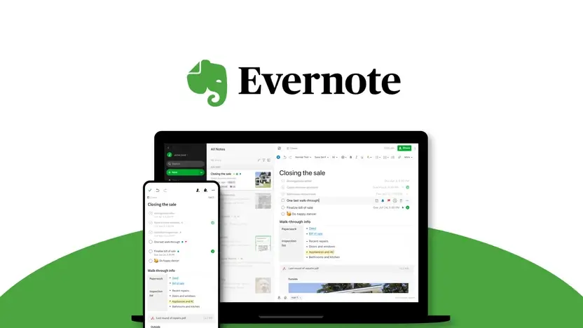Evernote interface with web clipper functionality