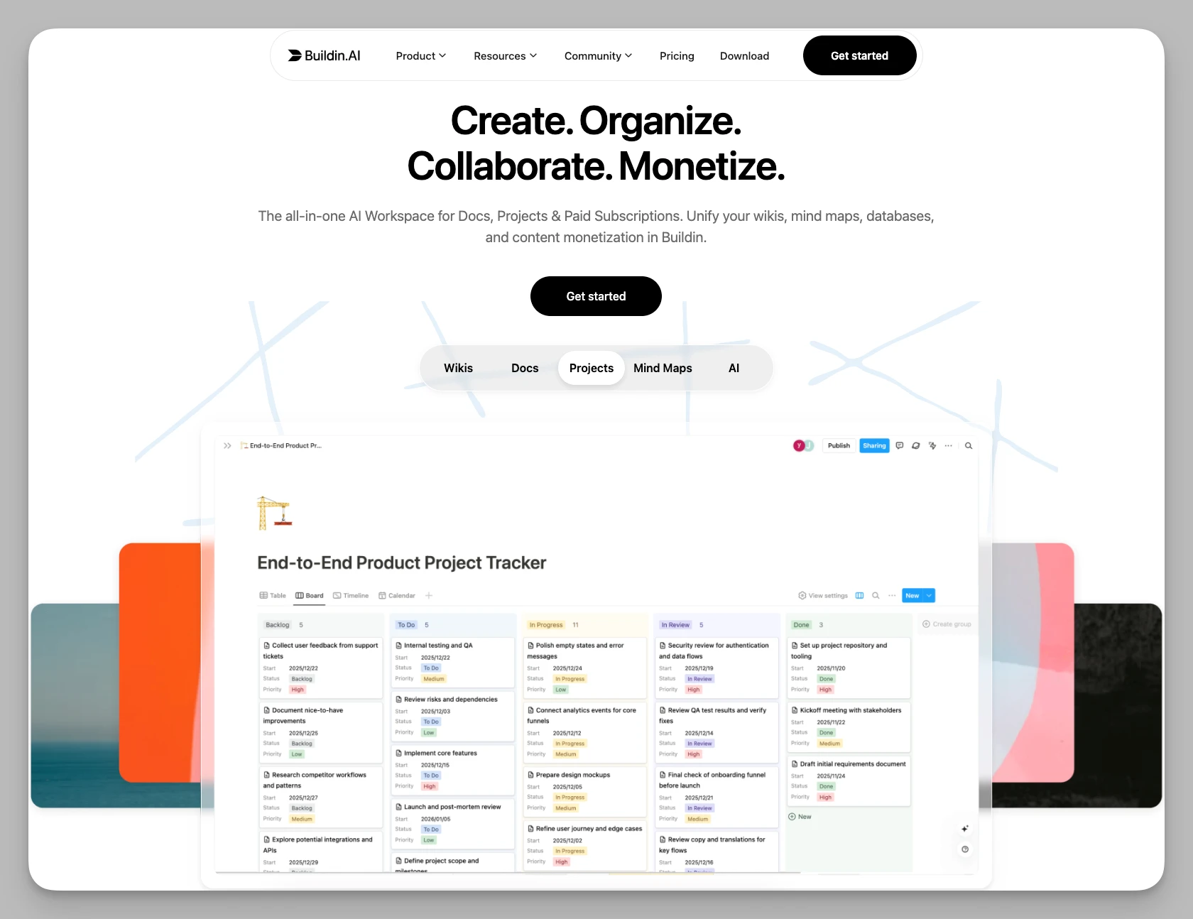 Buildin board database view for collaborative project management