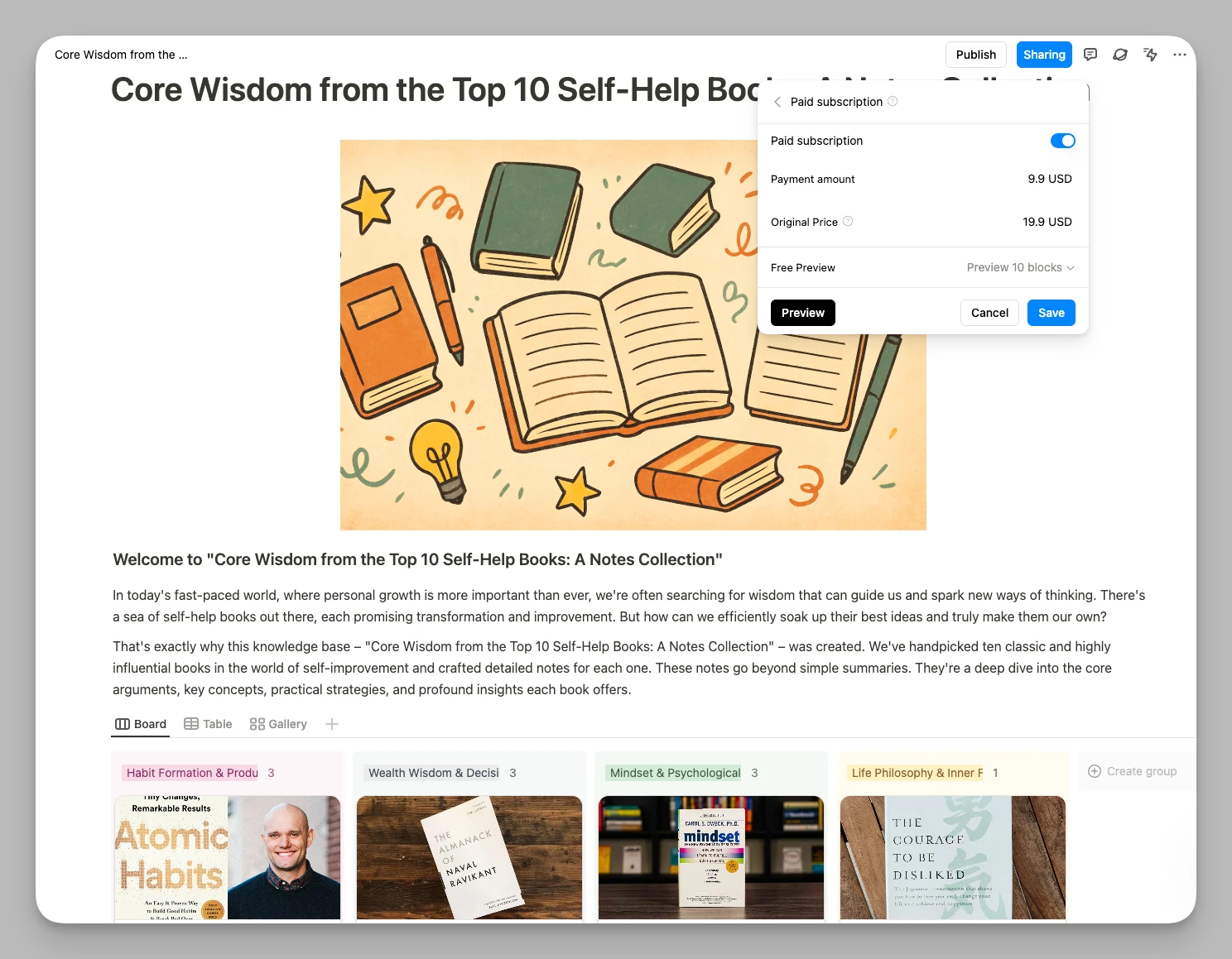 Buildin paid subscription setup for knowledge and template monetization