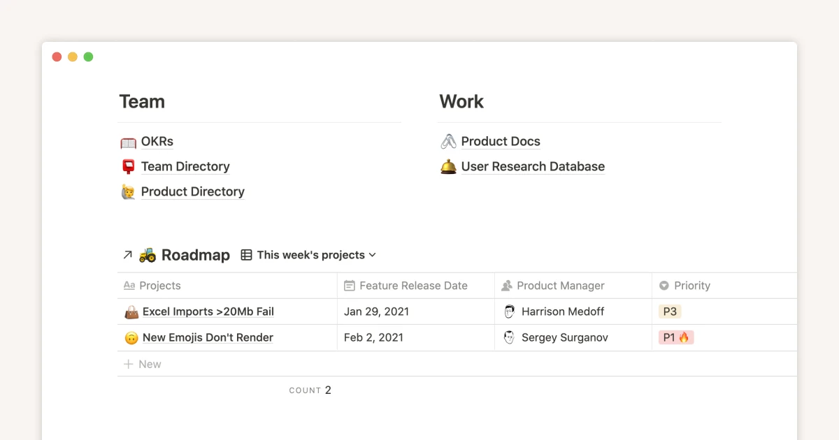 Notion block-based workspace for building team knowledge pages
